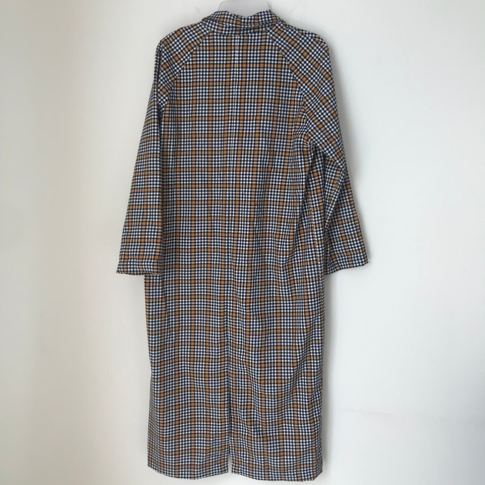 UO Checkered Button-Front Duster Coat - Picture 7 of 7